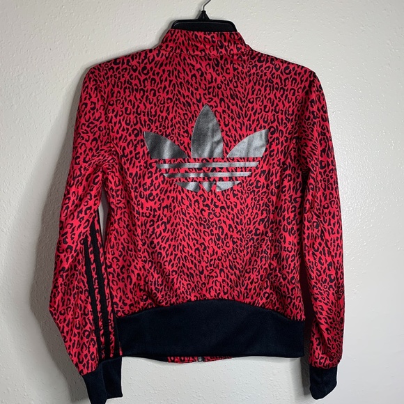 adidas Red and Black Leopard Print Jacket - Picture 5 of 5
